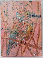 Kleurrijk schilderijtje musje acryl 18x24 cm, Minder dan 50 cm, Nieuw, Ophalen of Verzenden, Schilderij