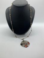 X329 Prachtige zilveren ketting brutalist hanger, Sieraden, Tassen en Uiterlijk, Antieke sieraden, Ophalen of Verzenden, Zilver