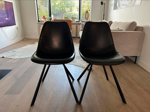 Dutchbone Franky zwart PU leren stoel, Huis en Inrichting, Stoelen, Zo goed als nieuw, Twee, Overige materialen, Zwart, Ophalen