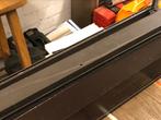 Bruin electrish rolluik met beige lamellen, Ophalen, Gebruikt, 100 tot 150 cm, Bruin