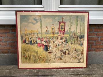 Vintage Schoolplaat P van Geldorp, Maria processsie, geloof beschikbaar voor biedingen