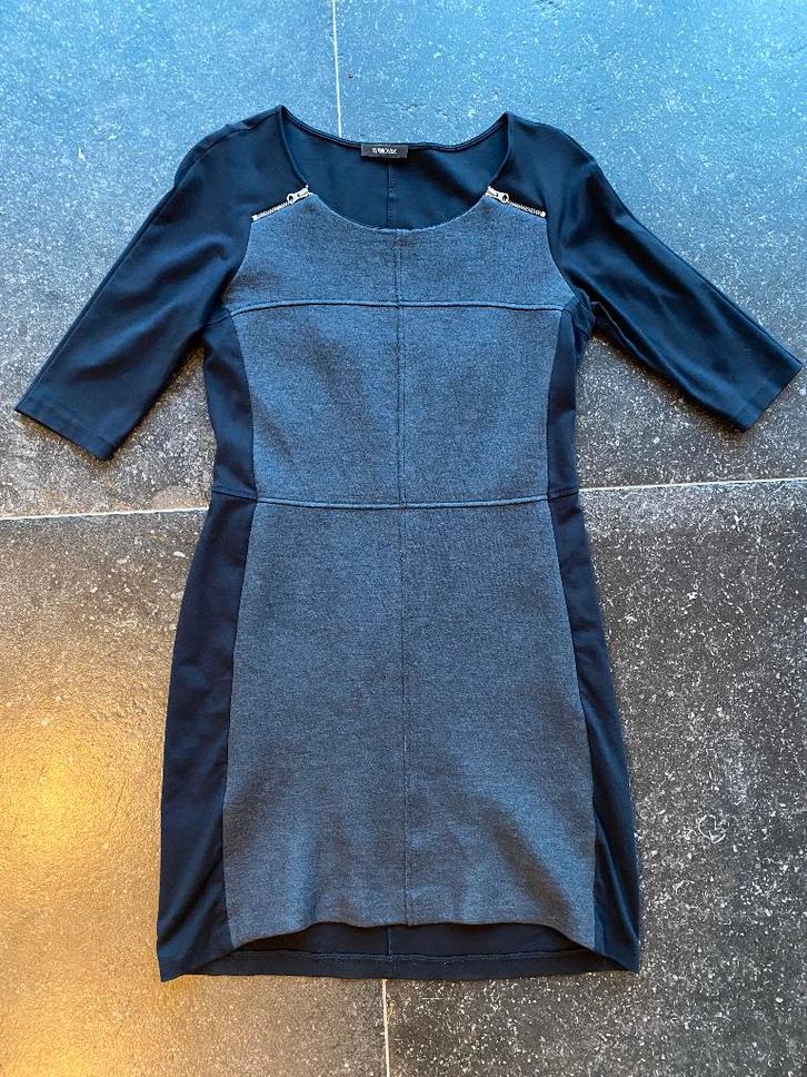 Jurkje Turnover, Kleding | Dames, Jurken, Zo goed als nieuw, Maat 38/40 (M), Blauw, Boven de knie, Ophalen of Verzenden