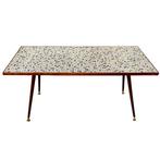 Vintage Mid-Century Mozaïek salontafel Teak tafel 1960’S, Gebruikt, Rechthoekig, Ophalen of Verzenden, 45 tot 60 cm