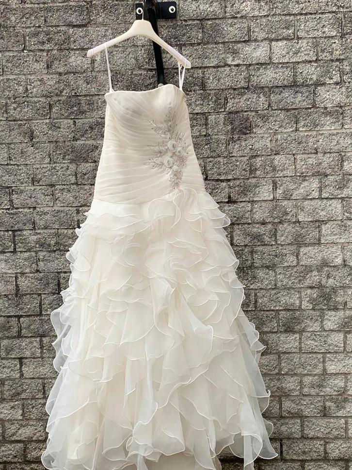 Bruidsjurk Organza Maat 40, Kleding | Dames, Trouwkleding en Trouwaccessoires, Zo goed als nieuw, Trouwjurk, Wit, Ophalen of Verzenden