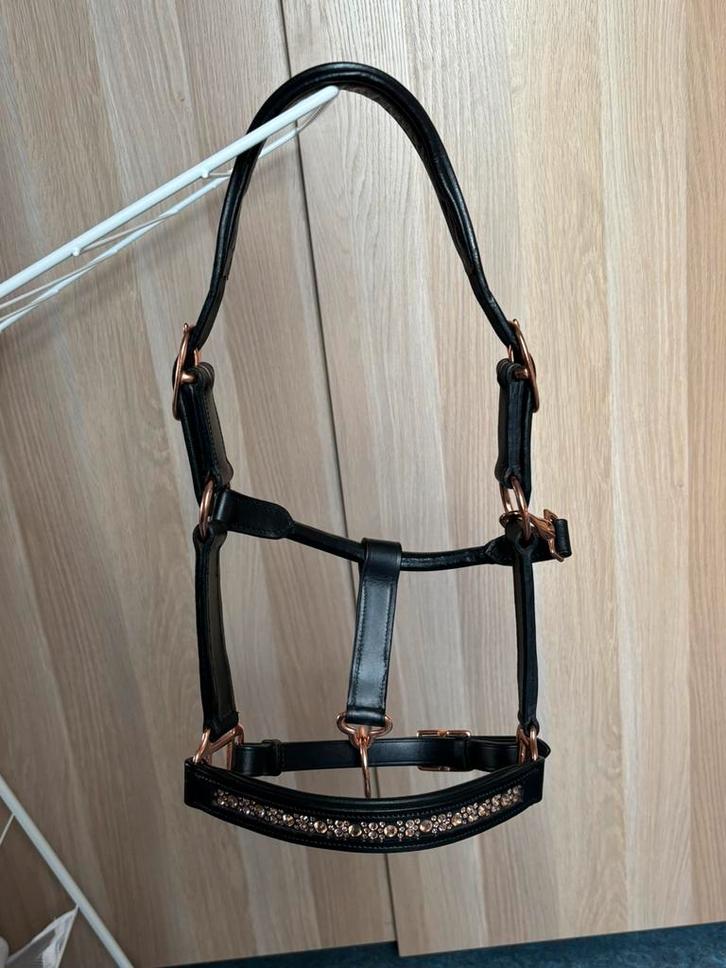 Te koop: rose goud leren halster shetlander/a pony, Dieren en Toebehoren, Paarden en Pony's | Hoofdstellen en Tuigage, Zo goed als nieuw