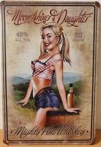 Moonshine daughter whiskey pinup reclamebord van metaal, Verzamelen, Reclamebord, Ophalen of Verzenden, Zo goed als nieuw