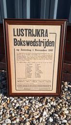 Boksposter, boks affiche van bokswedstrijden uit 1947👊, Ophalen, Met lijst, Sport, A1 t/m A3