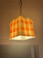 Brocante/vintage lampje aan koperen koord, Huis en Inrichting, Lampen | Hanglampen, Ophalen, Gebruikt, Minder dan 50 cm