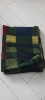 Vintage wollen deken Aabe geruit blauw rood groen, Gebruikt, Eenpersoons, Blauw, Ophalen of Verzenden