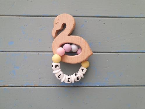 bijtring flamingo met of zonder naam €9,95, Kinderen en Baby's, Kraamcadeaus en Geboorteborden, Nieuw, Kraamcadeau, Ophalen of Verzenden