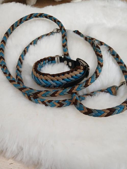 Set halsband + lijn voor hond – gevlochten paracord – maat S, Dieren en Toebehoren, Hondenriemen, Zo goed als nieuw, Ophalen of Verzenden