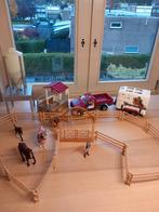 Schleich set 3 paarden weide ren jeep paardenwagen, Ophalen of Verzenden, Zo goed als nieuw, Paard, Beeldje of Figuurtje