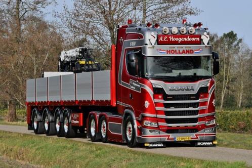A.E. Hoogendoorn; Scania S580 Brick trailer, Hobby en Vrije tijd, Modelauto's | 1:50, Zo goed als nieuw, Bus of Vrachtwagen, Tekno