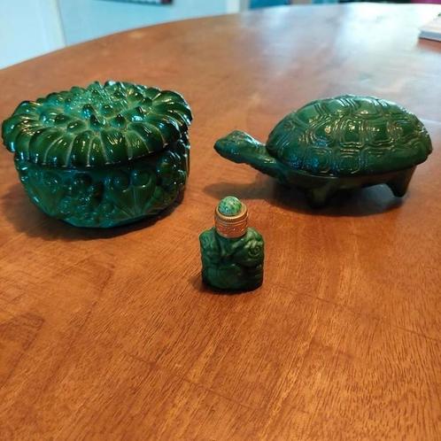 Setje malachiet groen glas / Curt Schlevogt., Antiek en Kunst, Antiek | Glas en Kristal, Ophalen of Verzenden