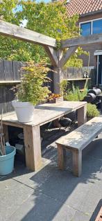 Tuintafel Robuust met bankje, Ophalen, Gebruikt, Rechthoekig, Hout
