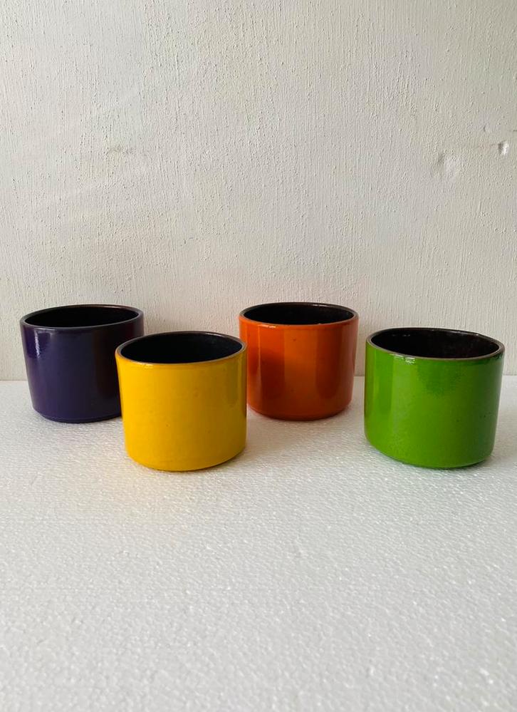 ADCO keramiek bloempotten (4) jaren 60, Tuin en Terras, Bloempotten, Gebruikt, Aardewerk, Binnen, Minder dan 40 cm, Minder dan 25 cm