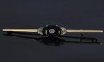 Art Deco roos diamanten onyx 14k gouden staaf broche antiek, Ophalen of Verzenden, Goud, Broche, Met edelsteen