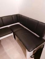 Hoekbank + Eettafel - Stof laat los, herstofferen nodig, Ophalen of Verzenden, Gebruikt, Hout, Modern