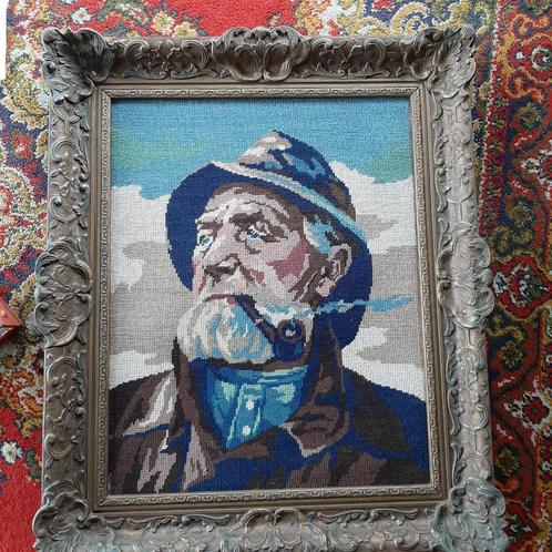 Groot geborduurd schilderij " Dorus Rijkers " ingelijst, Antiek en Kunst, Antiek | Woonaccessoires, Ophalen
