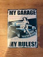 My Garage, My Rules” Bord – Stoere decoratie voor garage!, Ophalen, Zo goed als nieuw, Auto's