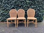 Drie rotan eetkamerstoelen, Huis en Inrichting, Stoelen, Ophalen, Gebruikt, Riet of Rotan, Drie