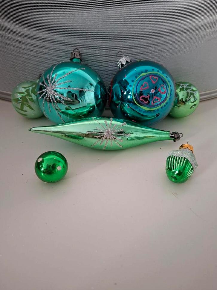 Set groen/blauw kerstballen glas, Diversen, Kerst, Nieuw, Ophalen of Verzenden