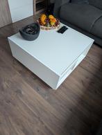 Ikea Salontafel met Glasplaat - Wit, Huis en Inrichting, Tafels | Salontafels, Ophalen, Gebruikt, 50 tot 100 cm, Vierkant