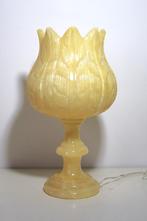Vintage gele albasten tafellamp bloemvorm, Ophalen, Zo goed als nieuw, Overige materialen, Minder dan 50 cm
