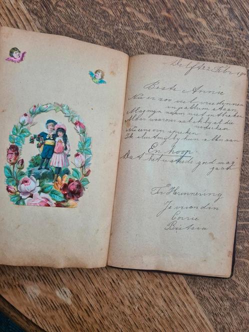Antiek POËZIE ALBUM uit 1920 - beschreven en met plaatjes, Verzamelen, Poesieplaatjes, Ophalen of Verzenden
