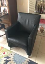 Leolux Dolcinea in Zwart Leer, Huis en Inrichting, Fauteuils, Ophalen, 75 tot 100 cm, Zo goed als nieuw, Metaal