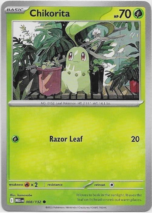 Mega Evolution,  Chikorita [common] 8/132, Ophalen of Verzenden, Nieuw, Losse kaart