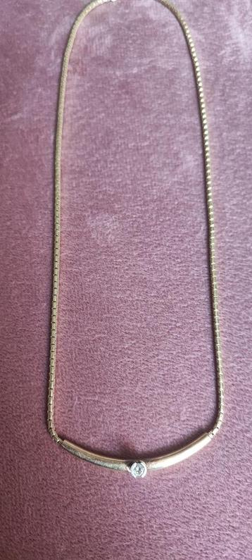 Gouden collier met diamant 14k  beschikbaar voor biedingen
