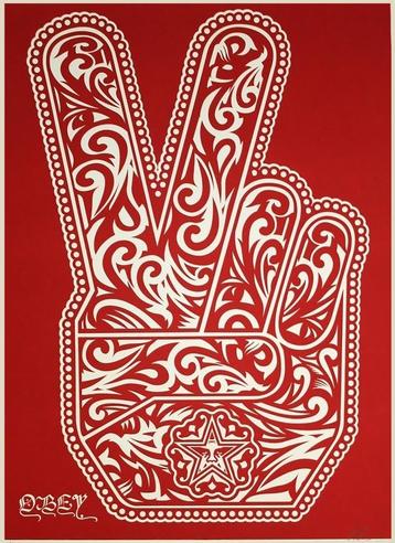 Shepard Fairey (OBEY) - Peace Fingers, signed, AP - 2016 beschikbaar voor biedingen