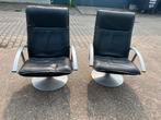 2 Kebe Denemarken zwart leer fauteuils €75 p/s design, Huis en Inrichting, Fauteuils, Gebruikt, 75 tot 100 cm, Ophalen of Verzenden