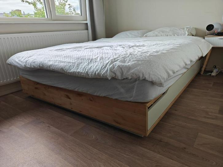Bed - MANDAL - Met opberglades - 160x200 - incl. matras, Huis en Inrichting, Slaapkamer | Bedden, Gebruikt, Tweepersoons, 160 cm