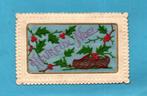 Pracht oude Novelty/geborduurde kerstkaart M345 uit 1938, Verzamelen, Verzenden, 1920 tot 1940, Gelopen, Feest(dag)