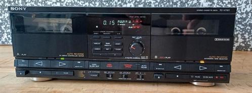Sony stereo Dubbel cassette deck TC-v715T In top conditie!, Audio, Tv en Foto, Cassettedecks, Dubbel, Sony, Auto-reverse, Tiptoetsen