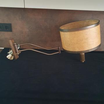 Vintage - Wandlamp - Zwenklamp - Koper/Brons - Perkament Kap beschikbaar voor biedingen