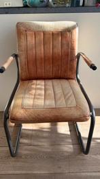 Eetkamerstoel - Bomazi - Armleuning - Cognac, Ophalen, Bruin, Leer, Zo goed als nieuw