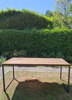Eetkamertafel hout / Eettafel stalen frame, Ophalen, Gebruikt, 50 tot 100 cm, Vijf personen of meer