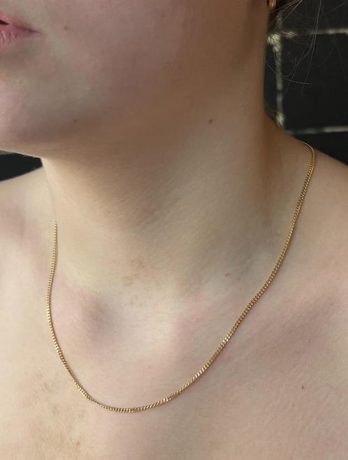 Gourmet schakel unisex 14 karaats gouden ketting lengte 60cm, Sieraden, Tassen en Uiterlijk, Kettingen, Zo goed als nieuw, Goud