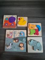 Houten Puzzels Set - Dieren en Voertuigen, Ophalen, 2 tot 4 jaar, Zo goed als nieuw, Van hout