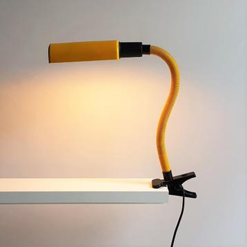 tafellamp klemlamp geel vintage design 1980s