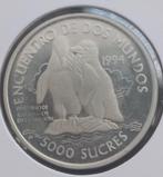 Ecuador 5000 Sucres 1994 (zilver) - Galapagos Pinguïns, Verzenden, Zuid-Amerika, Losse munt, Zilver