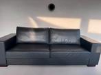 Als nieuw | Zwart lederen design bank 230cm, Ophalen, Zo goed als nieuw