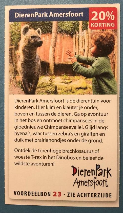 Kortingsbon Dierenpark Amersfoort (20% korting), Tickets en Kaartjes, Recreatie | Dierentuinen, Drie personen of meer, Kortingskaart