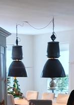 Set van 2x Vintage Industriële Fabriekslampen Lampen, Ophalen, Gebruikt, 50 tot 75 cm, Metaal