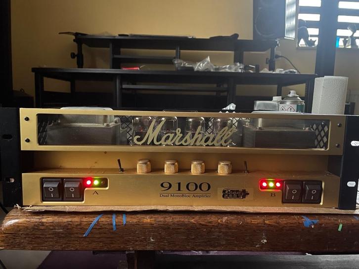 Marshall 9100 Dual mono block, 2x50Watts RMS, Muziek en Instrumenten, Versterkers | Bas en Gitaar, Zo goed als nieuw, Gitaar, 100 watt of meer