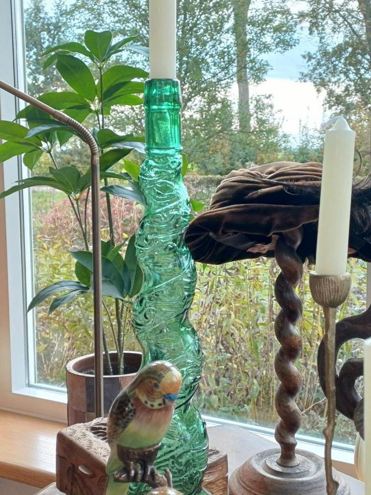 Empoli Glas Karaf - Groen Italiaanse  brocante  vaas kerst, Antiek en Kunst, Antiek | Glas en Kristal, Ophalen of Verzenden