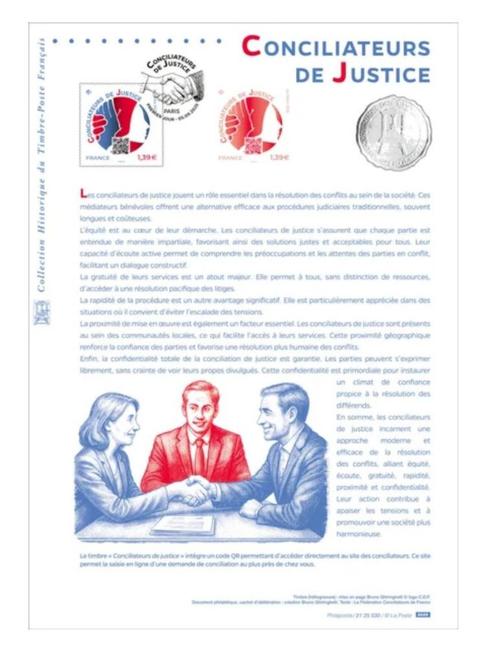 Jaar 2025 Document philatélique - Conciliateurs de justice., Postzegels en Munten, Postzegels | Europa | Frankrijk, Postfris, Ophalen of Verzenden